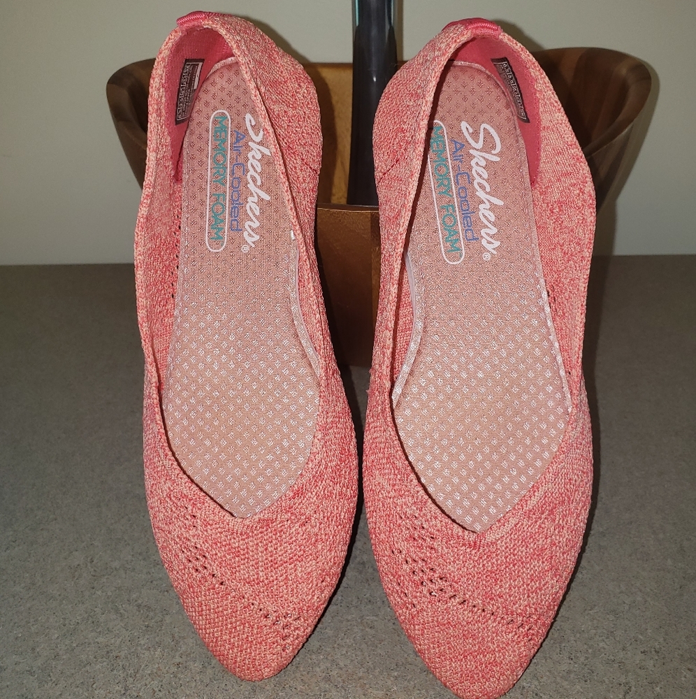 Skechers Orange Memory Foam Slip-on Ballet Shoes